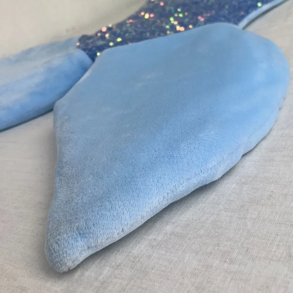 Mermaid Tail Blanket Plushy Light Blue Sequins Size Large 22